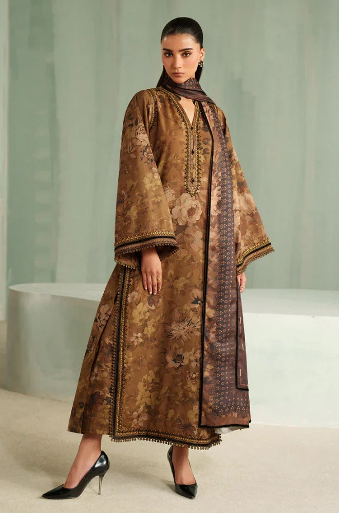 Jazmin - 3PC Karandi Printed Shirt With Karandi Printed Dupatta and Trouser - SS0939