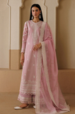 Emaan Adeel - 3PC Embroidered Lawn Shirt With Khadi Net Embroidered Dupatta and Trouser - SS01016