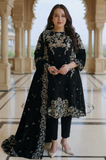 Boraque -Winter 3PC Velvet Embroidered Suit - SS0587