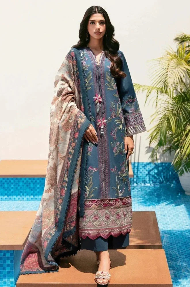 Ethnic - 3PC Embroidered Lawn Shirt with Monar Digital Printed Dupatta and Trouser - SS0822