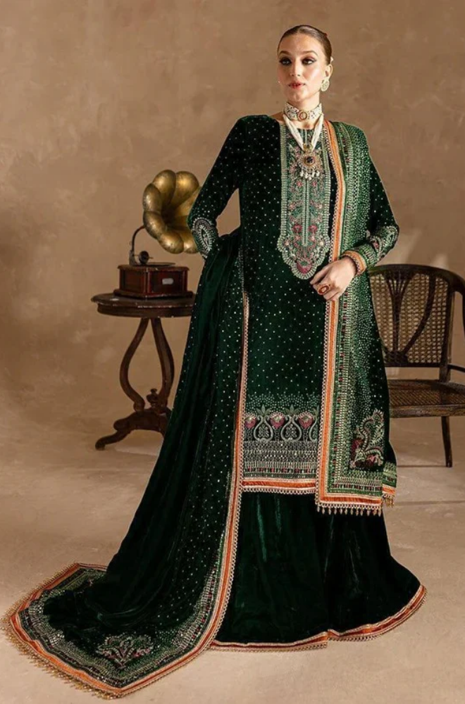 Kayseria -Winter 3PC Velvet Embroidered Suit - SS0520