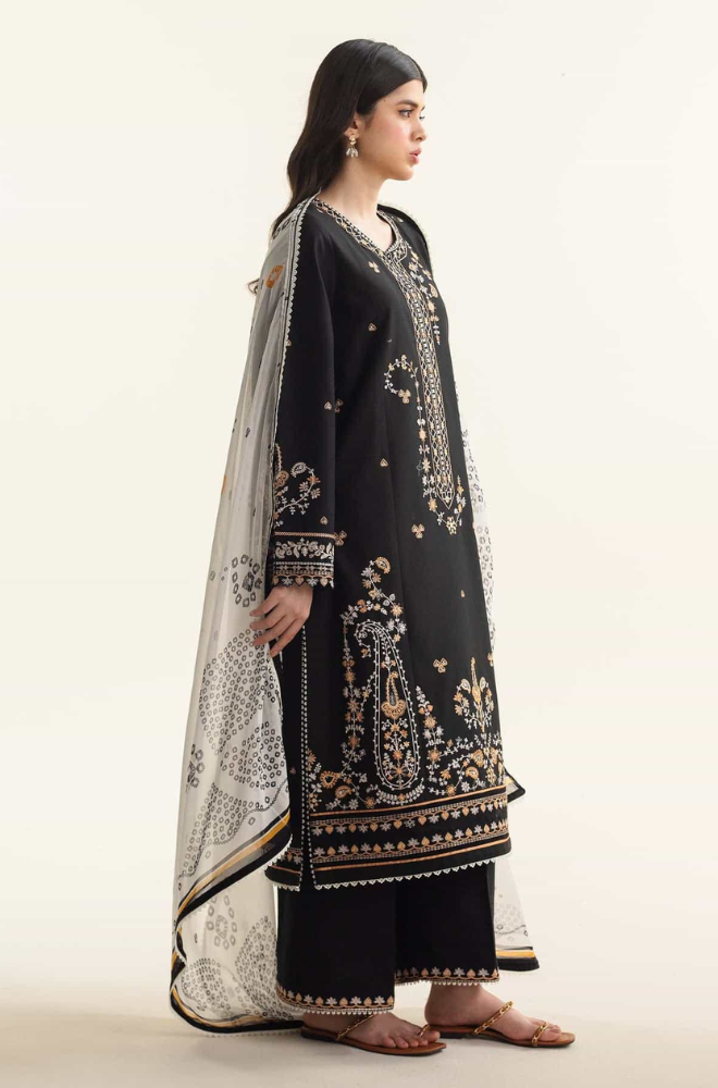 Coco By Zara Shahjahn - 3 Piece-Dhanak Embroidered Suit - SB0180