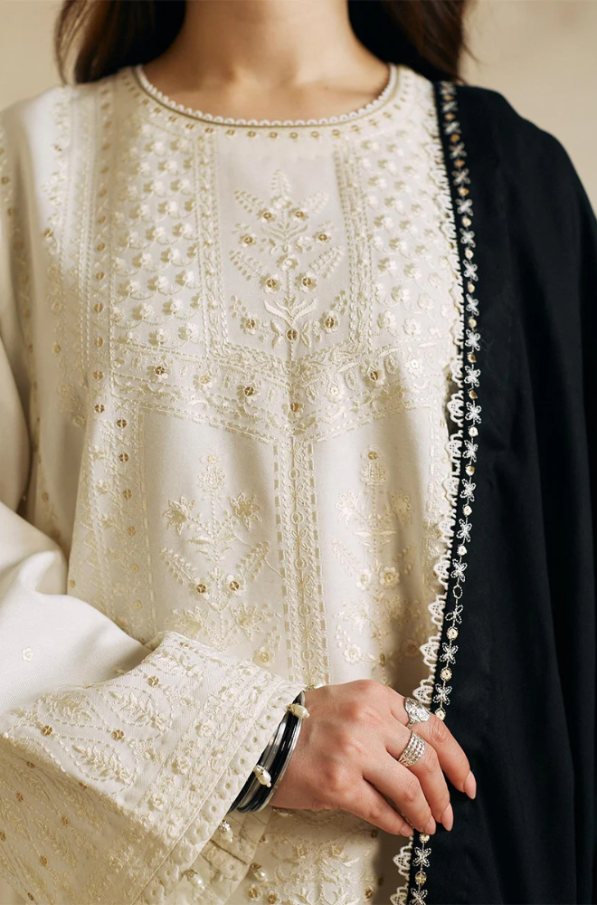 ZARA SHAHJAHAN - Winter 3Pcs Dhanak Embroidered Suit - SU0059