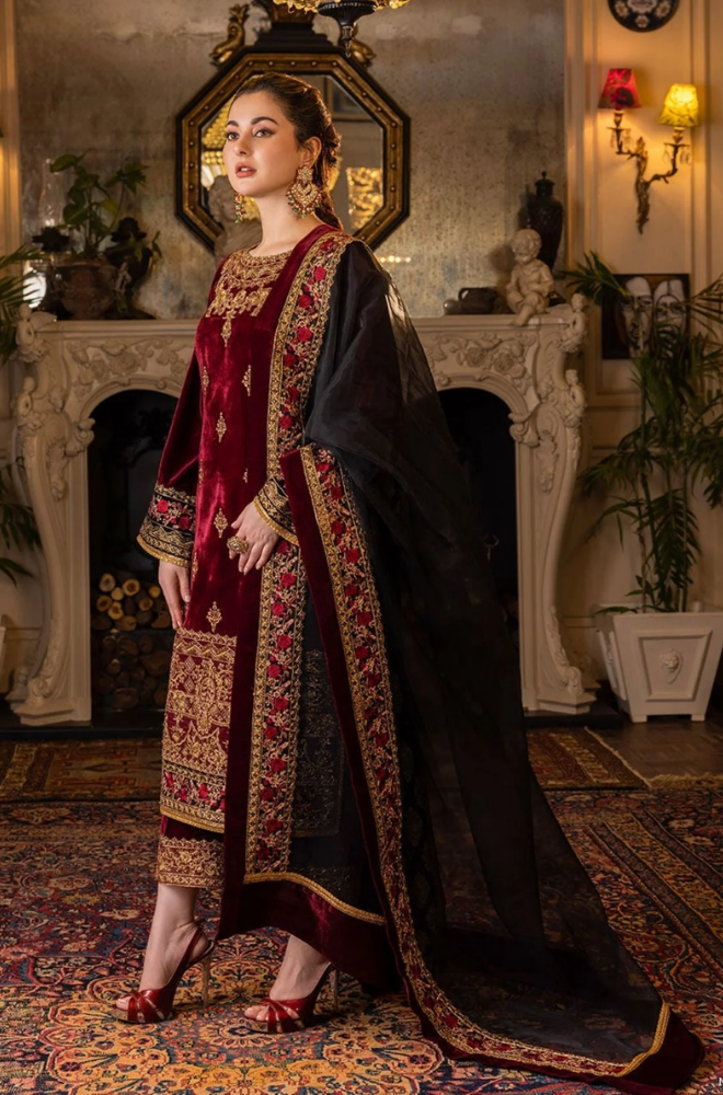 Asim Jofa - 3 Piece - Velvet Embroidered Suit - SB0165