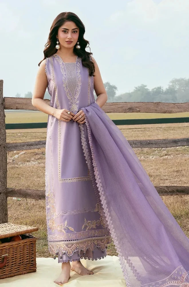 IZEL - 3PC Embroidered Lawn Shirt With Cotton Net Embroidered Dupatta and Trouser - SS01022