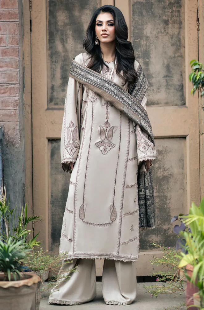 IZEL - Winter 3PC Dhanak Embroidered Suit - SS0505