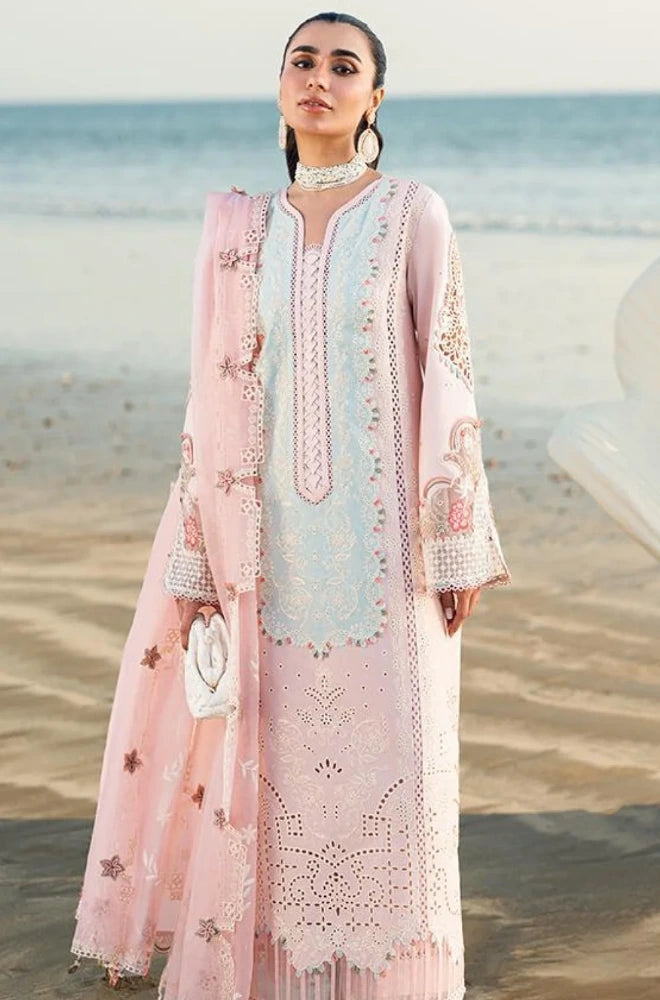 Qalamkar - 3PC Lawn Chikankari Embroidered Shirt with Chiffon Embroidered Dupatta and Trouser - SS0650