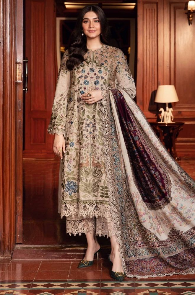 HUSSAIN REHAR - Winter 3PC Dhanak Embroidered Suit -SS0473
