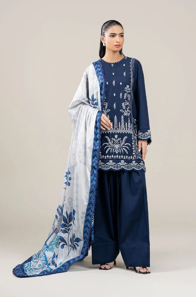 Maria.B - 3PC Dhanak Embroidered Shirt With Wool Printed Dupatta and Trouser - SS01026