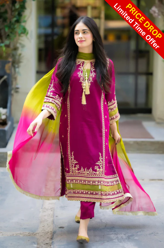 Omal By Komal - 3 Piece -Lawn Embroidered Dress - SC0003