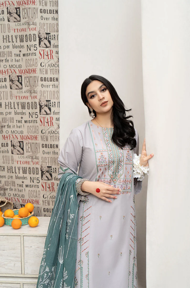 3 Piece - Lawn Embroidered Suit - SU0022