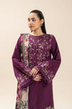 Beechtree - 3PC Dhanak Embroidered Shirt With Chiffon Printed Dupatta and Trouser - SS01030