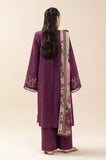 Beechtree - 3PC Dhanak Embroidered Shirt With Chiffon Printed Dupatta and Trouser - SS01030