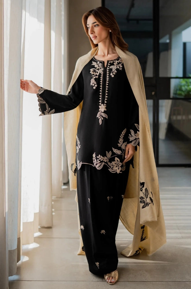 3PC Dhanak Embroidered Shirt With Dhanak Embroidered Dupatta and Trouser - SS01028