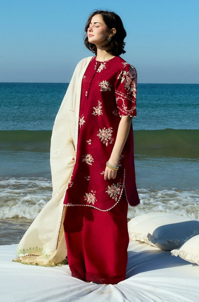 IZEL - Winter 3PC Dhanak Embroidered Suit - SS0506