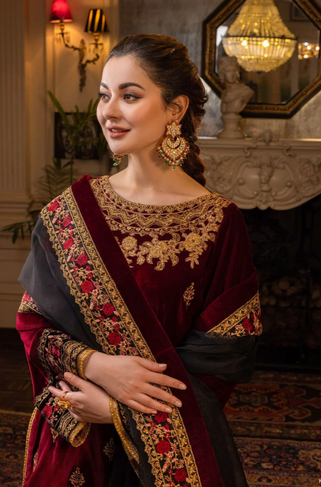 Asim Jofa - 3 Piece - Velvet Embroidered Suit - SB0165