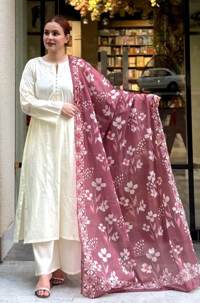Shahijora - 3PC Lawn Shirt With Slub Net Dupatta and Trouser - SS01139