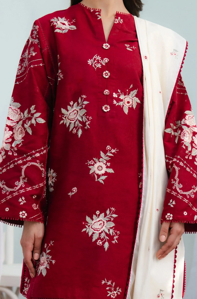 IZEL - Winter 3PC Dhanak Embroidered Suit - SS0506
