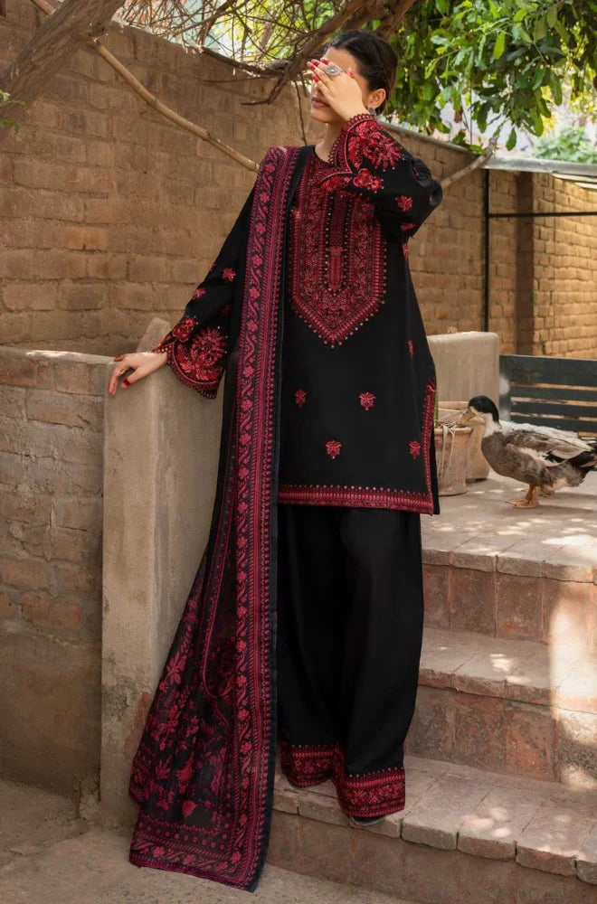 3PC Dhanak Embroidered Shirt With Chiffon Embroidered Dupatta and Trouser - SS01034