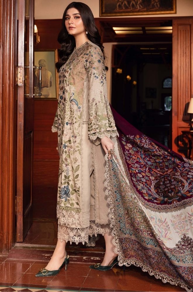 HUSSAIN REHAR - Winter 3PC Dhanak Embroidered Suit -SS0473