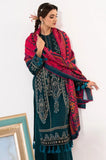 3PC Dhanak Embroidered Shirt With Wool Printed Shawl and Trouser - SS01036