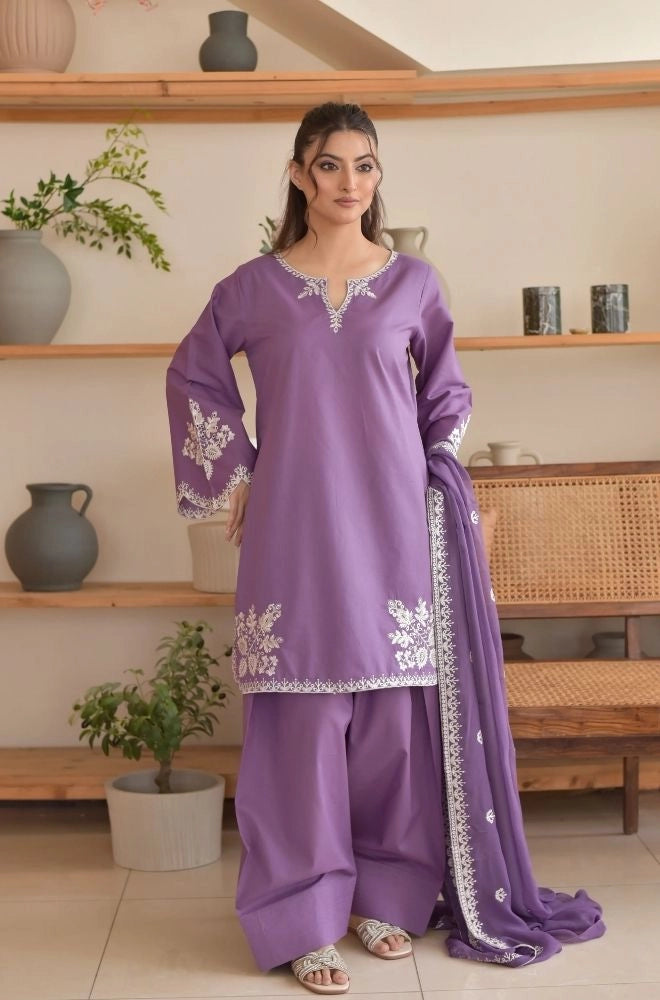 Batik - 3PC Summer Lawn Embroidered Shirt with Chiffon Embroidered Dupatta and Trouser - SS0791