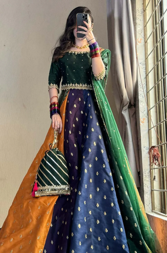 AYZAL - Winter 3 Piece - Kataan Silk Embroidered Frock - SS0498