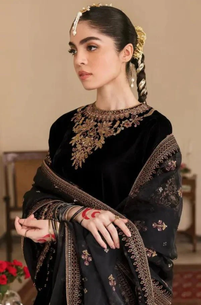 Boraque - Winter 3PC Velvet Embroidered Suit - SS0167