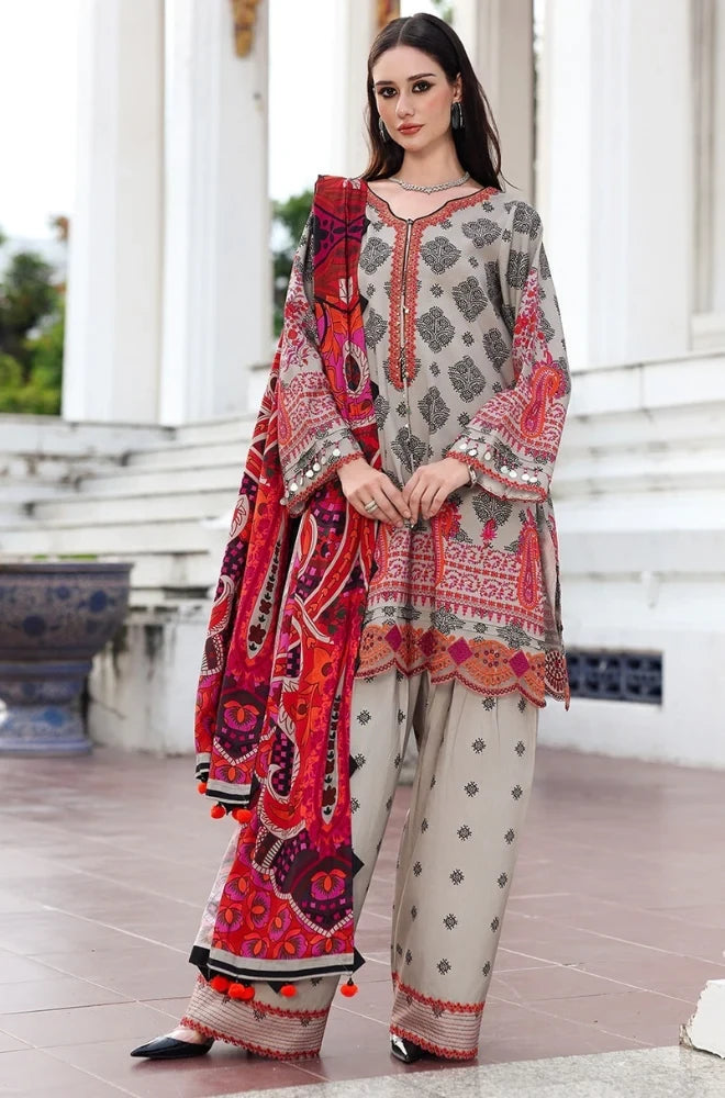 Charizma - 3PC Karandi Printed Shirt With Karandi Printed Dupatta and Trouser - SS0943