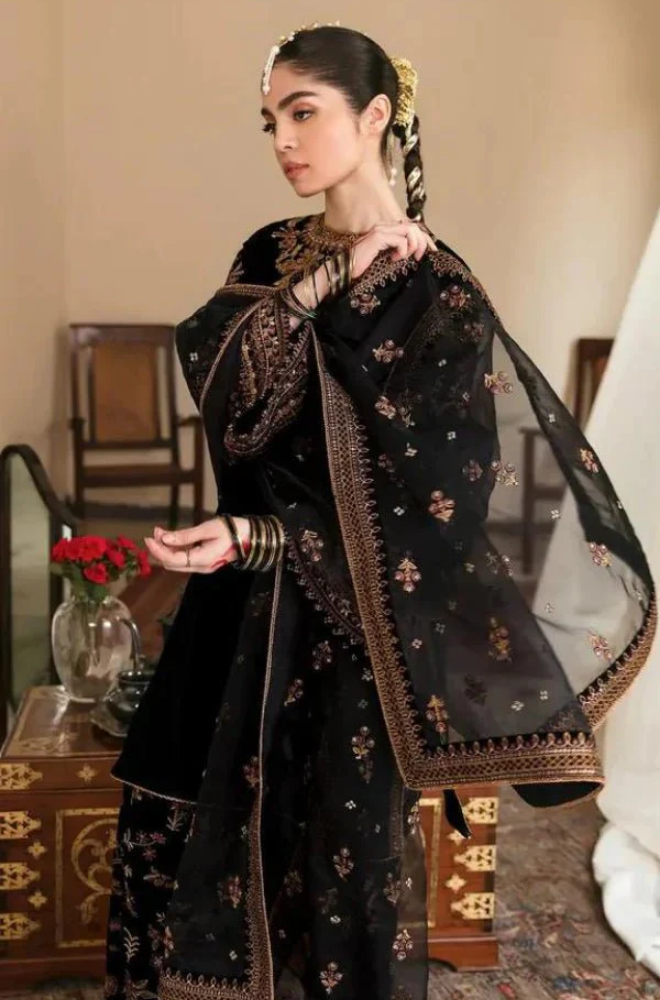 Boraque - Winter 3PC Velvet Embroidered Suit - SS0167