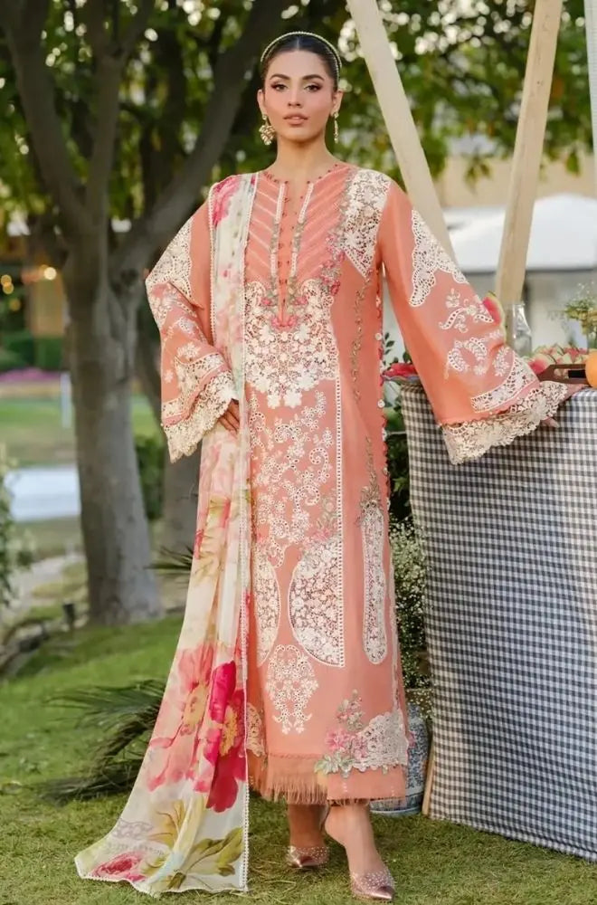 ELAF - 3PC Summer Lawn Chikankari Embroidered Shirt with Chiffon Embroidered Dupatta and Trouser - SS0783