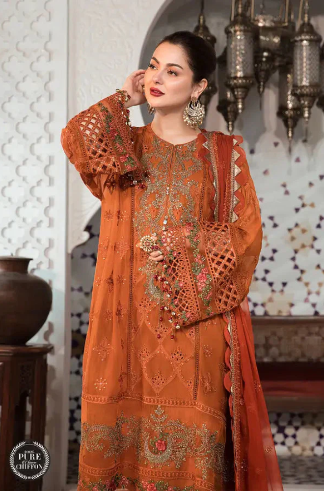 Maria B- 3 Piece - Dhanak Embroidered Suit - SSIN246