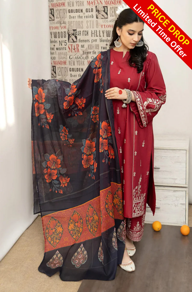 Urge - 3PC Lawn Embroidered Suit - SB0164