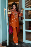 3PC Dhanak Embroidered Shirt With Embroidered Chiffon Dupatta and Trouser - SS01061