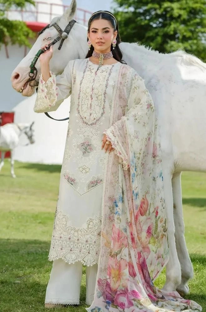 ELAF - 3PC Summer Lawn Embroidered Shirt with Chiffon Printed Dupatta and Trouser - SS0792