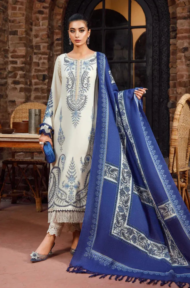 Maria.B - 3PC Dhanak Embroidered Shirt With Twill Printed Dupatta and Trouser - SS0908