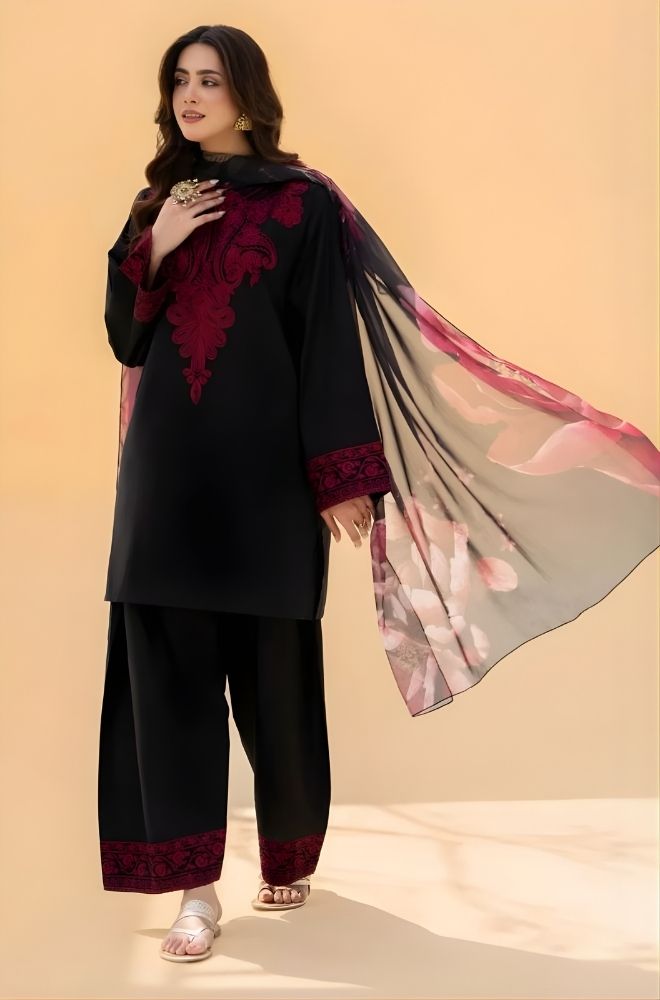Summer 3PC Lawn Embroidered Suit- SS0742