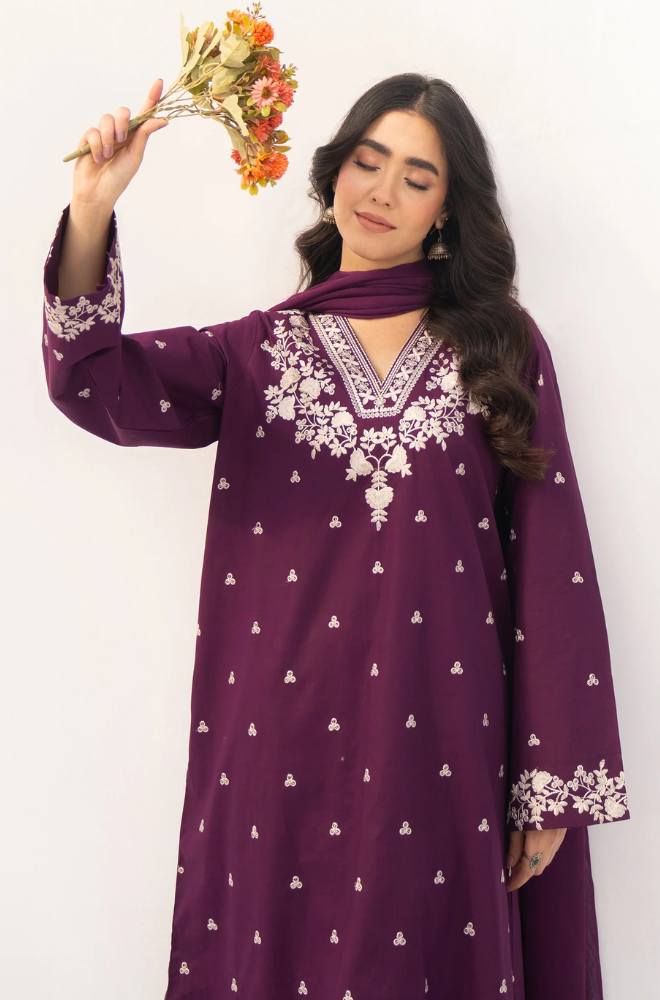 Dyot - Winter 3PC Dhanak Embroidered Suit - SS0424