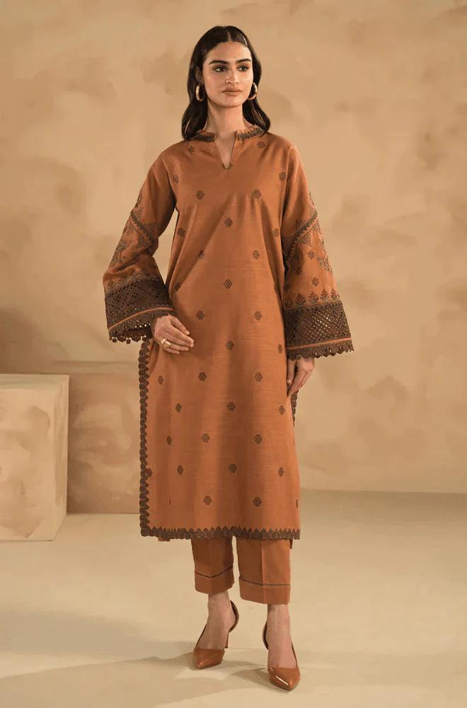 NishatLinen - Winter 3PC Dhanak Embroidered Suit - SS0088
