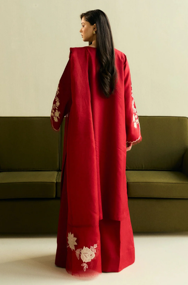 Zara Shahjahan - Winter 3PC Dhanak Embroidered Suit - SS0487