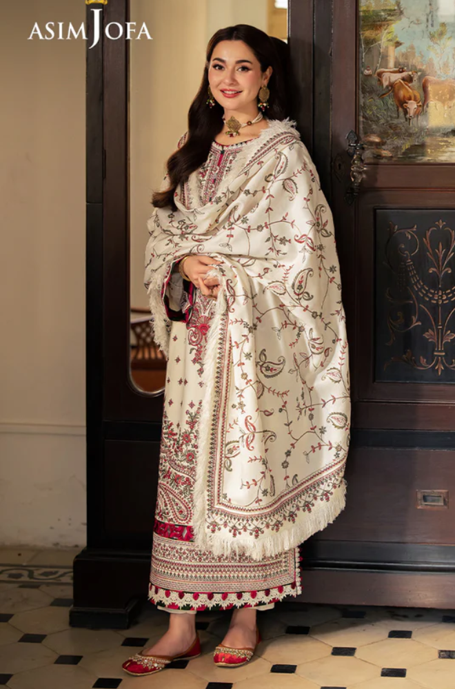 ASIM JOFA - Winter 3PC Dhanak Embroidered Suit - SS0488