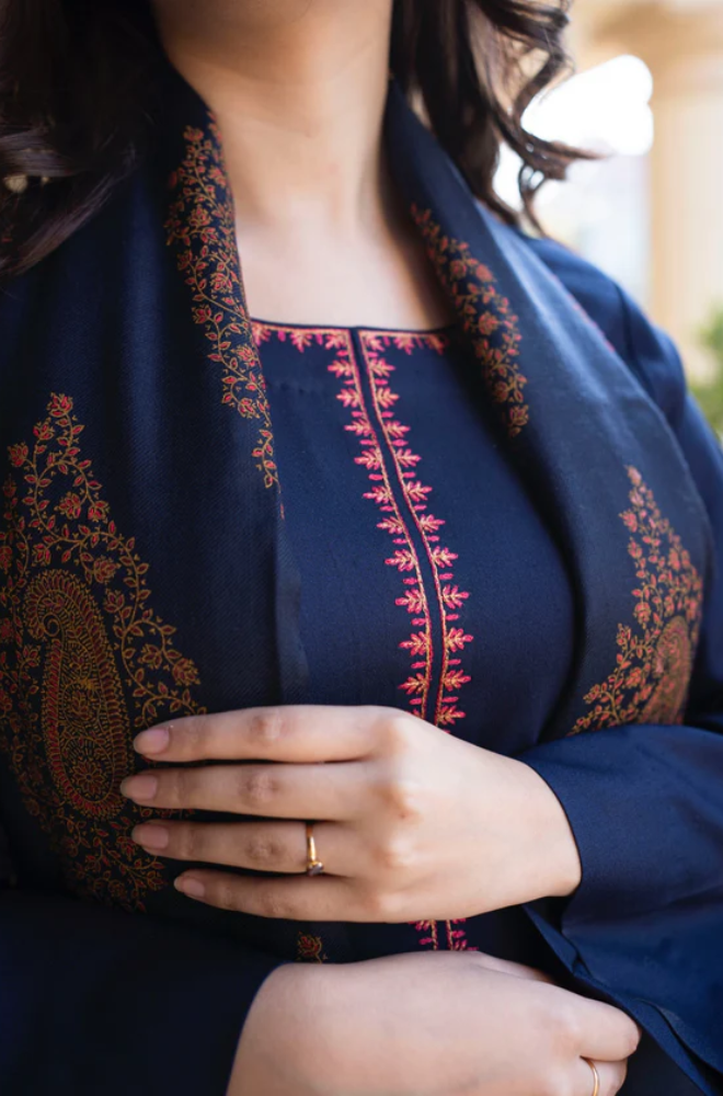 Aisling- Winter 3PC Dhanak Embroidered Suit - SS0402