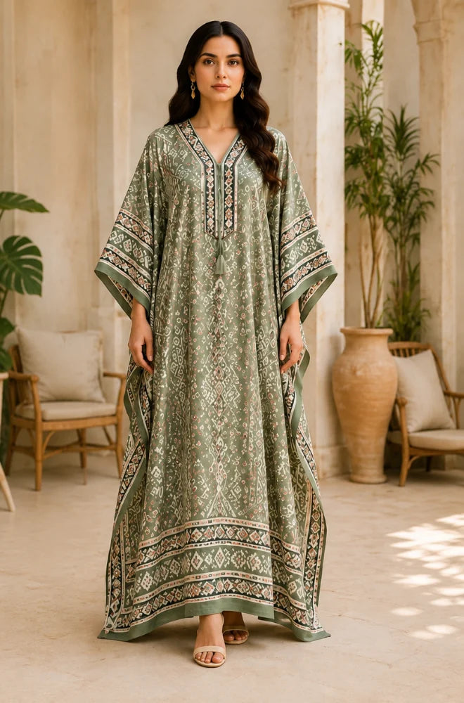 Kaftan Lawn Printed Maxi Shirt - SKT001