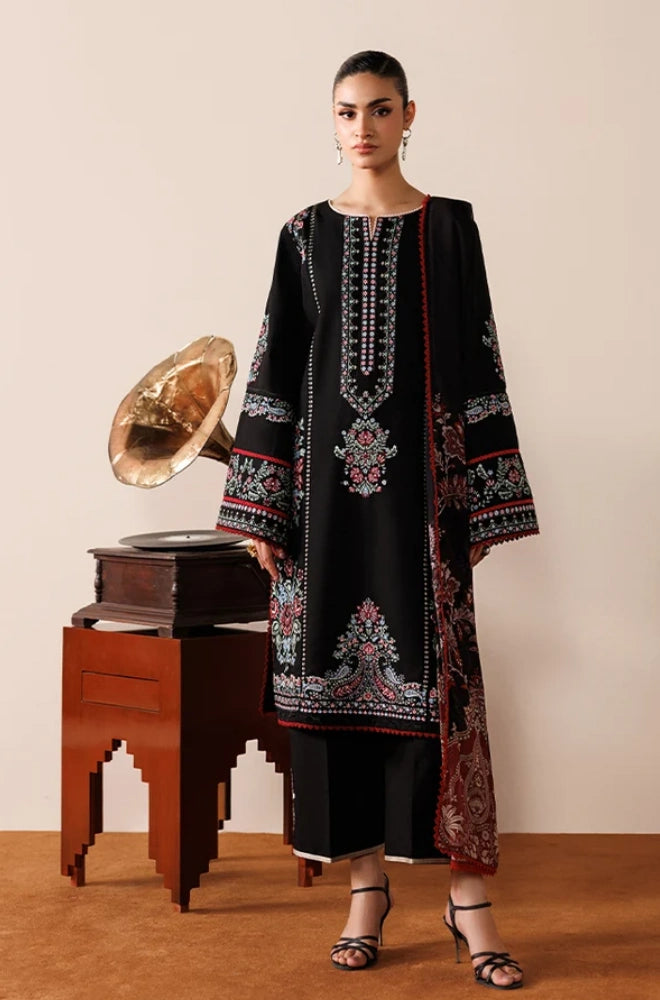 Azzal - 3PC Dhanak Embroidered Shirt With Chiffon Printed Dupatta and Trouser - SS01052