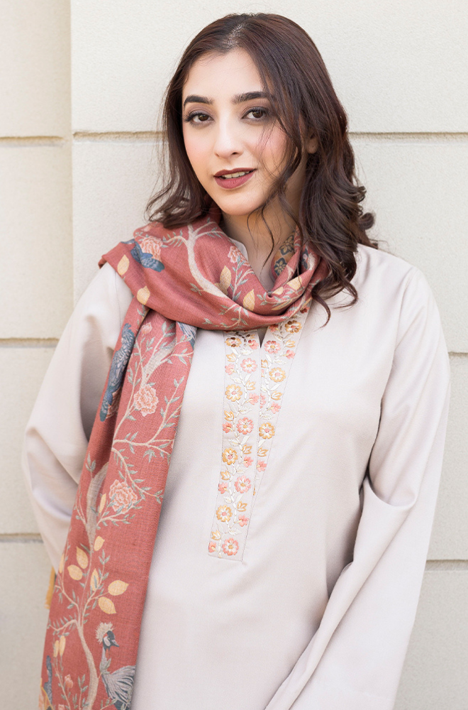 Asling - Winter 3PC Dhanak Embroidered Suit - SS0411
