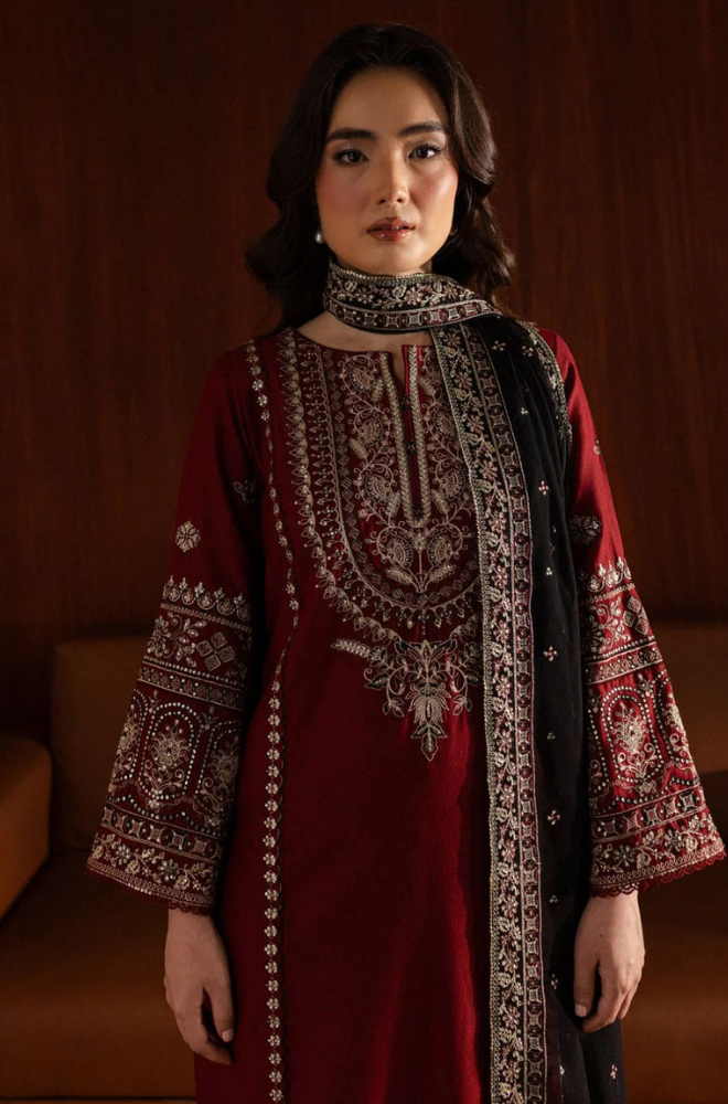 Zara Shahjahan - Winter 3PC Dhanak Embroidered Suit - SS0454