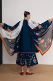 Jugnu By Hussain Rehar - 3PC Dhanak Embroidered Shirt With Chiffon Printed Dupatta and Trouser - SS01053