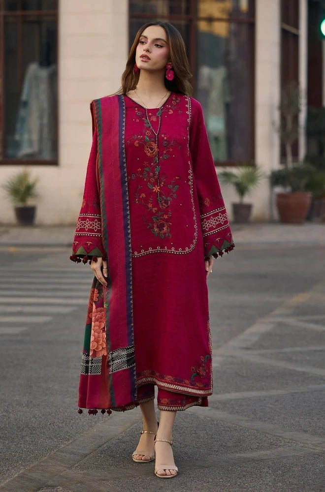 Charizma - 3PC Dhanak Embroidered Shirt With Wool Printed Dupatta and Trouser - SS01059