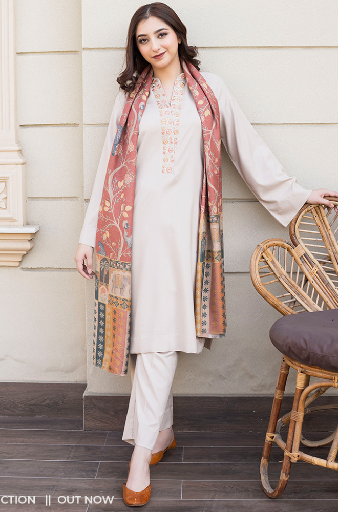 Asling - Winter 3PC Dhanak Embroidered Suit - SS0411