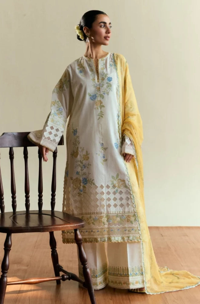 Coco - 3PC Dhanak Embroidered Shirt With Wool Printed Dupatta and Trouser - SS01082